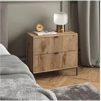 Vicco Nachtschrank Eliza, Viking Oak, 66 x 60 cm mit 2 Schubladen (1-St)