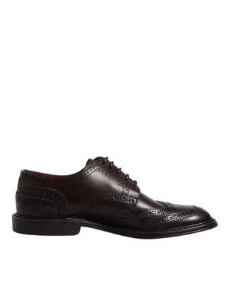 Dolce & Gabbana Braune Leder Derby-Wingtip Schnürschuhe für formelle Anlässe