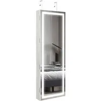 COSTWAY Schmuckschrank mit Spiegel, hängend/ Wand, Spiegelschrank, weiß