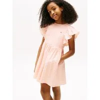 Tommy Hilfiger Sommerkleid TEXTURED COTTON DRESS SS mit Flügelärmeln, mit Struktur