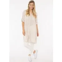 Zwillingsherz Longbluse "Kida" One Size, Streifen, Knopfleiste, Brusttaschen, 3/4-Arm