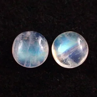 4,23 + 4,02 ct. Mondsteine mit  Blautönen - Mondsteine Pärchen mit Zertifikat
