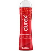 durex Gleitgel Strawberry – Wasserbasiertes Erdbeer-Gleitmittel, für angenehme Gleitfähigkeit, sanft & pH-freundlich - 50ml, 1-tlg.