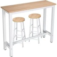 Woltu Bartisch, 1x Bartisch+2x Barhocker Set Esstisch Essgruppe Metallgestell
