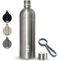 VIOK Wassersprudler Flasche Edelstahlflasche 1,3 L für Aarke Carbonator 3, SMEG, Brita, Arendo, Mit Trageschlaufe, Spülmaschinenfest, kein Ablaufdatum