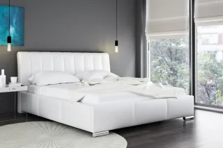 Polsterbett Doppelbett MARLON Komplettset Kunstleder Weiss 140x200cm