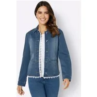 Sieh an! Allwetterjacke Jeans-Blazer Langarm mit Spitzenborte