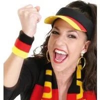 Fries Schweißband Deutschland Schweißarmband Schweißband Schwarz Rot Gold Fan EM Party, Deutschlandfarben