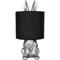 BRUBAKER Nachttischlampe Tischleuchte Hase Gold oder Silber - Tischlampe mit Lampenschirm, ohne Leuchtmittel, Motiv Lampe mit Keramikfuß, Höhe 42 cm