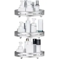 Yorbay Duschablage Duschregal ohne Bohrung, 3 Stücke Duschablage Eckregal Duschkorb, Mit Montagestoff, mit Haken, Dreieck Badregal aus Aluminium für Badezimmer Bad Küche Toilette