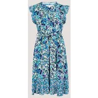 Apricot Druckkleid Geblümtes Minikleid (2-tlg) mit Rüschen