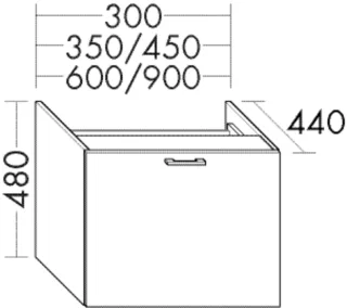 Burgbad Unterschrank für Mineralguss-Waschtisch Sys M3 System 30 Preisgruppe 4 Sana 480x300x440 WVEL030F6333