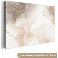 OneMillionCanvasses® Leinwandbild Marmor - Braun - Golden, Fotodruck (1 St), Leinwand Bilder Klein, Wand Dekoration Aesthetic 30x20 cm