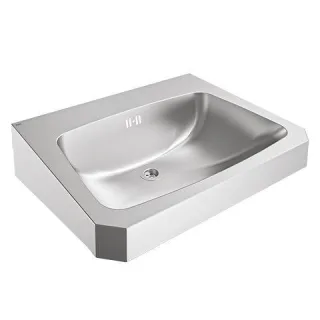 KWC Aquarotter Einzelwaschtisch, ANIMA, Edelstahl, 600x150x480 mm, o. Hahnl., m. Überl., 203.0500.57 203.0500.572