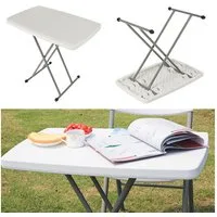 JEOBEST Klapptisch Bistrotisch Outdoor Tisch Campingtisch Gartentisch Esstisch 75x50 cm, Verstellbare Höhe Klapptische, Wetterfest Metall Weiß