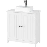 Homfa Waschbeckenunterschrank Unterschrank Badezimmerschrank weiß, aus Holz, 60x30x60cm