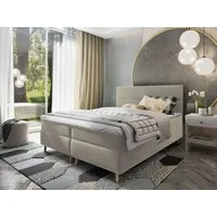 Masseno Boxbett SANTA 160x200 cm mit Bonell Matratze und Topper, Doppelbett, Polsterbett mit Kopfteil, Boxspringbett