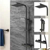 duschspa Duschsystem Duschsystem Regendusche mit Thermostat Duschsäule Brauseset schwarz