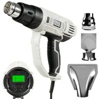 Garage Freaks Heißluftgebläse Heißluftpistole mit 5 M Kabel, LCD-Anzeige, 60-600° C, 2000 in W, bis max. 600 °C, Heißluftfön mit Display - 2000W - Gebläse