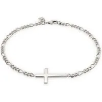 Kuzzoi Silberarmband Kreuz Figarokette 925 Sterling Silber