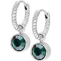 Wildcat Paar Ohrhänger Little Twisted Hoops - Silber, Smaragdno Zelena, Chirurgenstahl 316L - wasserfest, langlebig, hautverträglich