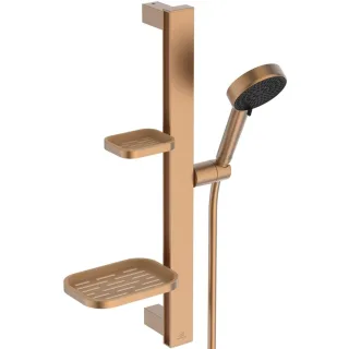 Ideal Standard Brausekombination Idealrain Alu+ mit 2-fach-Handbrause und 2 Ablagen Bronze, BD586BR BD586BR