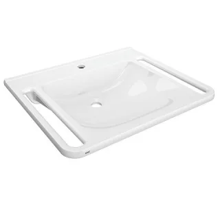 KWC Aquarotter Einzelwaschtisch, MEDCARE, MIRANIT, 650x150x550 mm, weiß, Hahnloch, Griff, 2030072427 2030072427