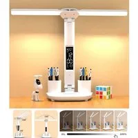 wohnTRAUM24 LED Schreibtischlampe LED Schreibtischlampe Tischlampe Dimmbar Touch Leselampe 3-Farbige, LED fest integriert, warmes Licht, neutralweißes Licht, weißes Licht, Touch-Steuerung, tragbar, faltbar,Augenschutz, Nachttischlampe