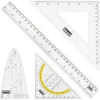 Idena Geodreieck Geometrie-Set 4-teilig, mit Lineal, Geodreieck, Zeichendreieck, Parabel