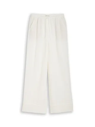 Denim Tom Tailor - Seersucker Wide Leg Hose off white - Gr. - M