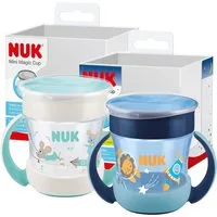 NUK Trinklernbecher NUK Mini Magic Cup GITD Blau – Leuchtend, 2er Pack, 2-tlg., 360°-Trinkrand