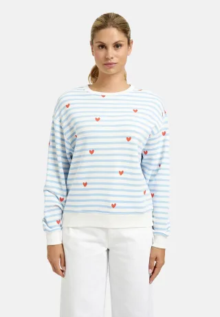 Smith&Soul - Relaxed Sweatshirt Hearts Striped sky - Gr. - M