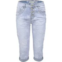 Jewelly Regular-fit-Jeans Capri Jeans im Crash-Look, Boyfriend Hose mit