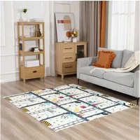 Baby Vivo Spielmatte Spielteppich für Kinder mit Wald 200 x 180 cm - Bär