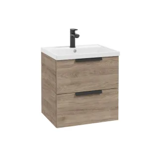 Neuesbad Serie 40 Waschtischunterschrank mit 2 Schubladen, B:500,H:500,T:400mm, Korpus/Front: Walnus NB1DF001-D-050341