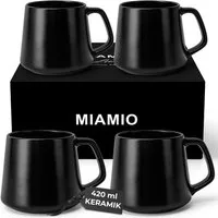 MiaMio Tasse Luxe Kaffeebecher 420 ml Schwarz, 4-tlg., Keramik