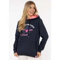 Zwillingsherz Hoodie "Fernweh nach Meer" mit maritimer Stickerei, Kängurutaschen