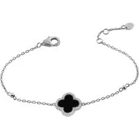 Firetti Armband Schmuck Geschenk Silber 925 Armschmuck Armkette Ankerkette Kleeblatt, mit Zirkonia (synth), Onyx