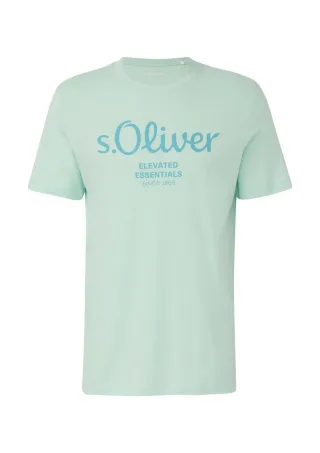 s.Oliver Red Label - T-Shirt mit Label-Print blau - Gr. - XXL