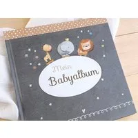 Pipapier Tagebuch Babyalbum "Mein Babyalbum", Babybuch erstes Jahr, für Fotos u. Erinnerungen, 21x21 cm, 56 S.