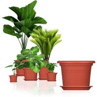 BigDean Blumentopf mit Untersetzer Kunststoff rund (Set, 5 St., Pflanztopf + Untersetzer), Blumentopf, Pflanztop, mit Untersetzer, Wetterfest, Hochwertig