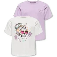 KIDS ONLY T-Shirt KOGMAIKEN LIFE SKULL SS TOP JRS 2-PACK (Packung, 2-tlg) mit unterschiedlichen Frontprints