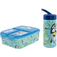 Bluey Lunchbox Bluey Bingo Kinder 2 teiliges Set 3 Kammern Brotdose Trinkflasche, (2-tlg., Spar-Set), 410 mml