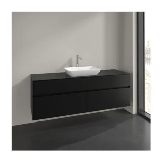 Villeroy und Boch Collaro Waschtischunterschrank C120B0VL 160x54,8x50cm, Waschtisch mittig, LED-Beleuchtung 12W, volcano black
