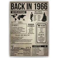 Tigerlino Poster 60. Geburtstag Geschenkidee Back in 1966 Rückblick Frau & Mann, Geburtstagskarte DIN A4