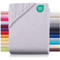 Carpe Sonno Spannbettlaken Jersey 90x200 100x200 120x200 140x200 160x200 180x200 200x200 70x140, Jersey, Gummizug: rundum, (1 Stück), 100% Baumwolle Spannbettlaken 100x200 Spannbetttuch Silber