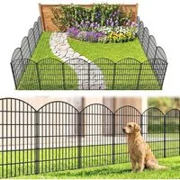 BlingBin Gartenzaun Metall Beetzaun, 5 Paneele H 112x68 cm, Gesamtlänge 3,5 m, (10er Set, 10-St., Zaunelement: ca. 68 × 78 cm Steckpfosten: ca. 98 cm Länge), Beeteinfassung zum Einstecken, Schutzzaun für Blumenbeet & Hunde