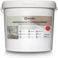 Hausa Feuchtraumfarbe Anti Schimmel Farbe weiß, Feuchtraum Wandfarbe hochdeckende Spezialfarbe für Keller Bad 10 kg