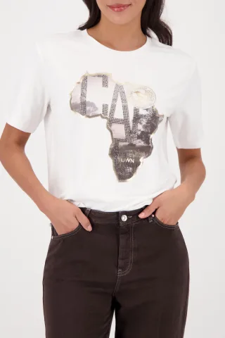 monari - T-Shirt mit Afrika-Aufdruck off-white - Gr. - 36
