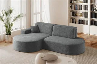 Ecksofa Schlafsofa Sofa VENEDIG Stoff Arena Dunkelgrau Ottomane Links